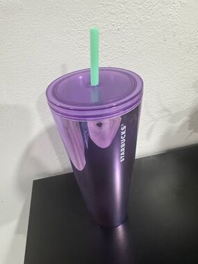 Starbucks Metallic Purple Tumbler with Mint Green Straw